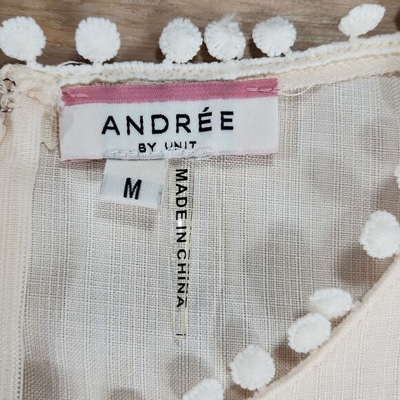 🔺️Andree Peach & Cream Sleeveless Fit & Flare Peplum Blouse Medium - Picture 11 of 12